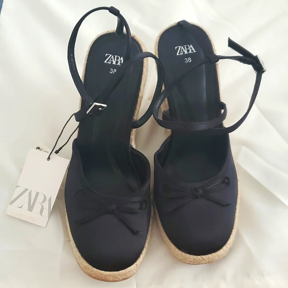 Zara Satin Effect Wedge Sandals